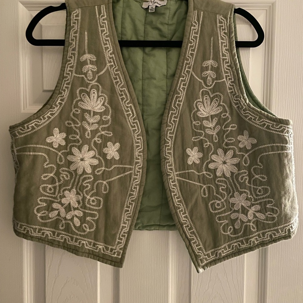 Green Embroidered Vest